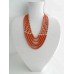 Necklace Korali of ceramic beads red 5 threads 2